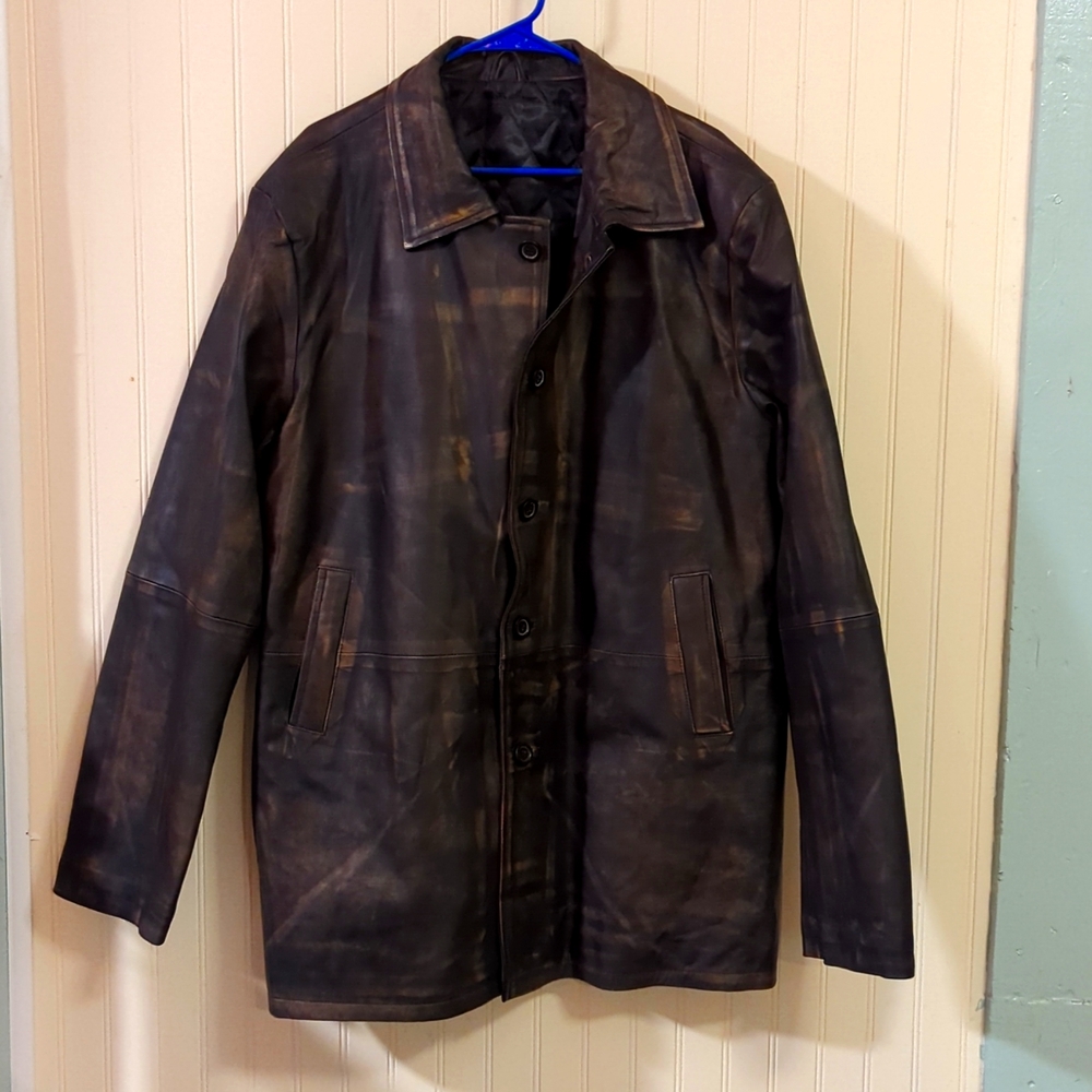 Distressed Brown Real Cowhide Leather Jacket